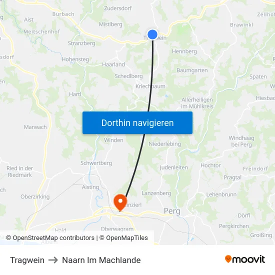 Tragwein to Naarn Im Machlande map