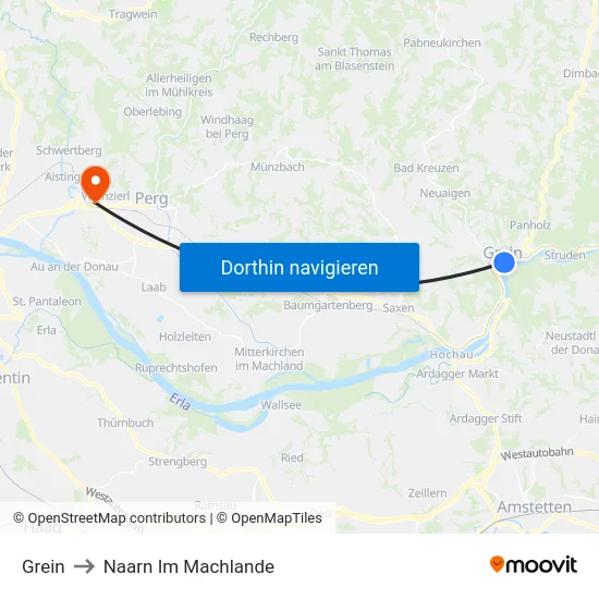 Grein to Naarn Im Machlande map