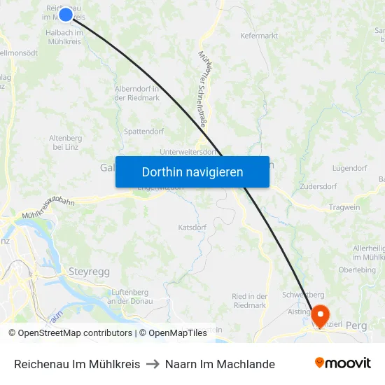 Reichenau Im Mühlkreis to Naarn Im Machlande map