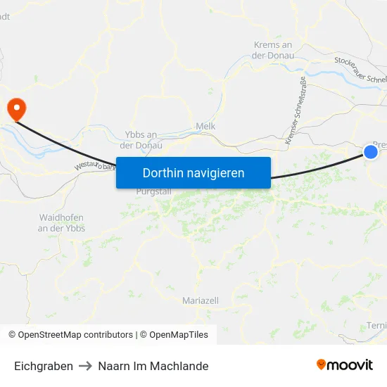 Eichgraben to Naarn Im Machlande map