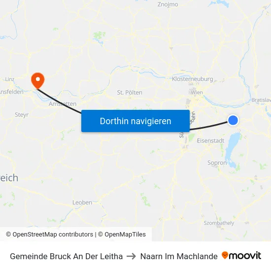 Gemeinde Bruck An Der Leitha to Naarn Im Machlande map