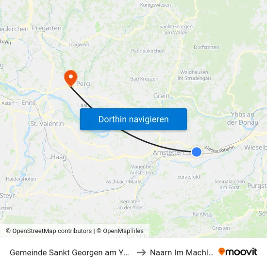 Gemeinde Sankt Georgen am Ybbsfelde to Naarn Im Machlande map