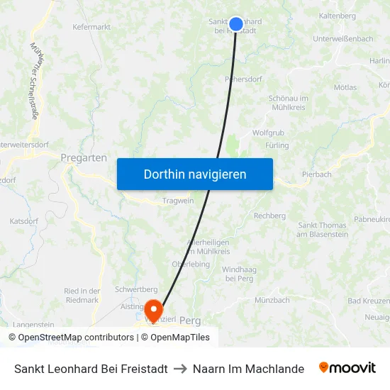 Sankt Leonhard Bei Freistadt to Naarn Im Machlande map