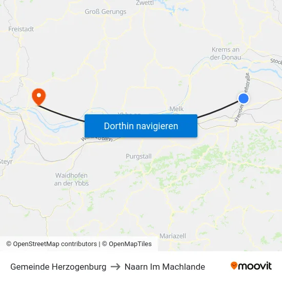 Gemeinde Herzogenburg to Naarn Im Machlande map