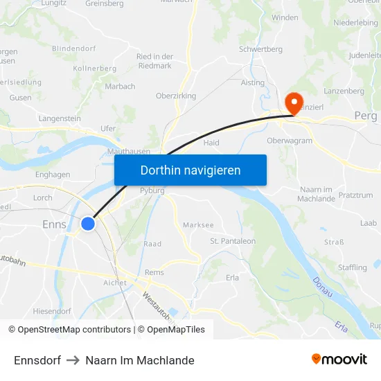 Ennsdorf to Naarn Im Machlande map
