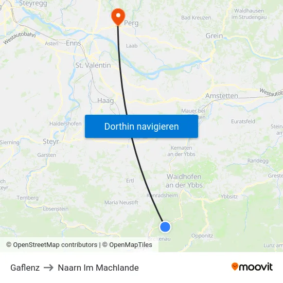 Gaflenz to Naarn Im Machlande map