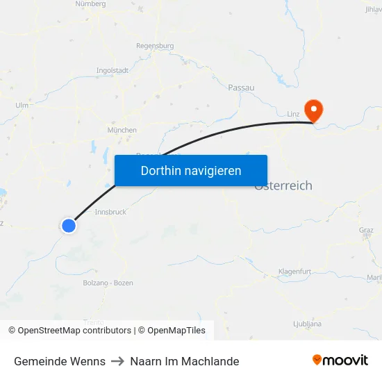 Gemeinde Wenns to Naarn Im Machlande map
