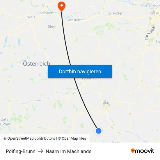 Pölfing-Brunn to Naarn Im Machlande map
