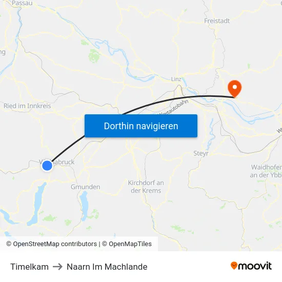 Timelkam to Naarn Im Machlande map