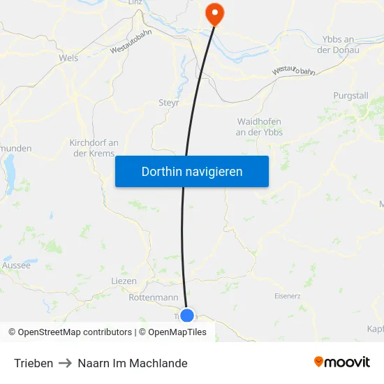 Trieben to Naarn Im Machlande map