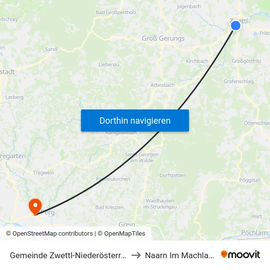 Gemeinde Zwettl-Niederösterreich to Naarn Im Machlande map