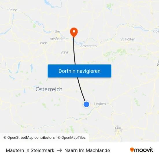 Mautern In Steiermark to Naarn Im Machlande map