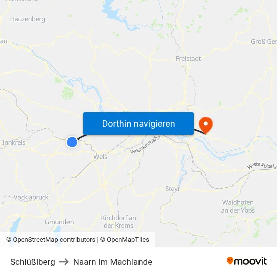 Schlüßlberg to Naarn Im Machlande map