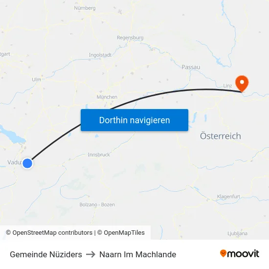 Gemeinde Nüziders to Naarn Im Machlande map