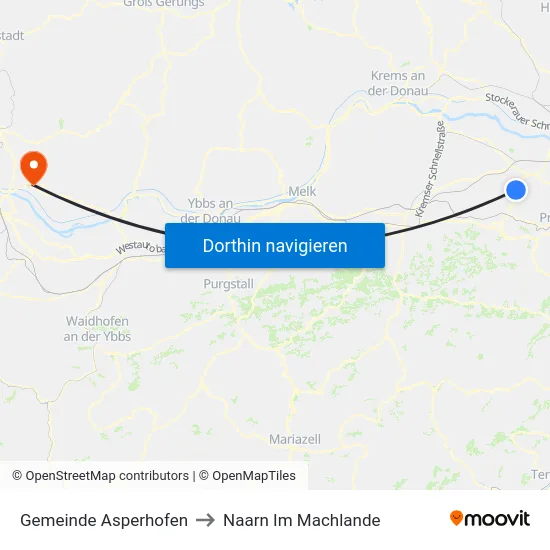 Gemeinde Asperhofen to Naarn Im Machlande map