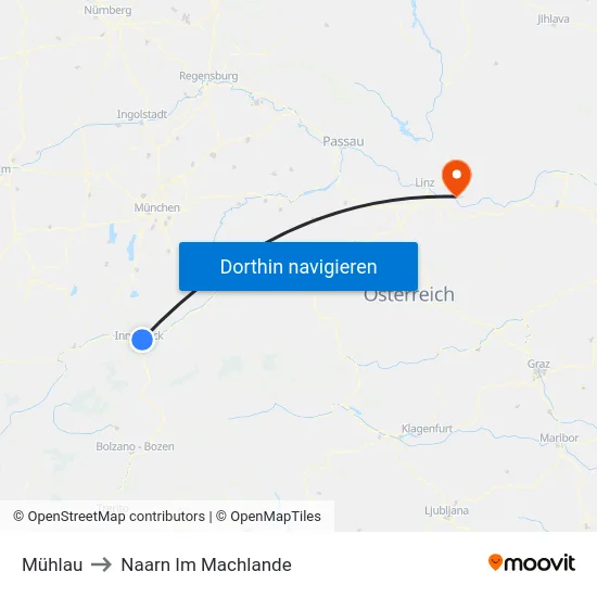 Mühlau to Naarn Im Machlande map