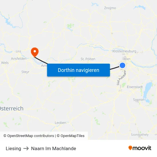Liesing to Naarn Im Machlande map