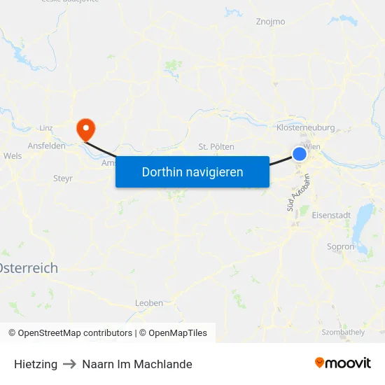 Hietzing to Naarn Im Machlande map