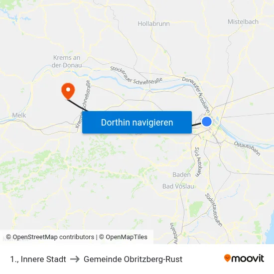 1., Innere Stadt to Gemeinde Obritzberg-Rust map