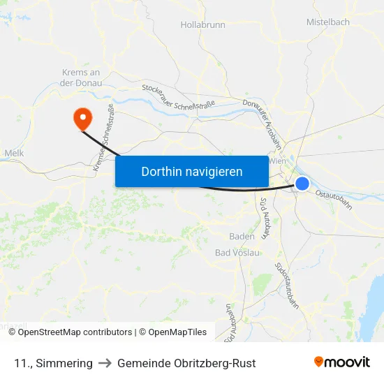 11., Simmering to Gemeinde Obritzberg-Rust map