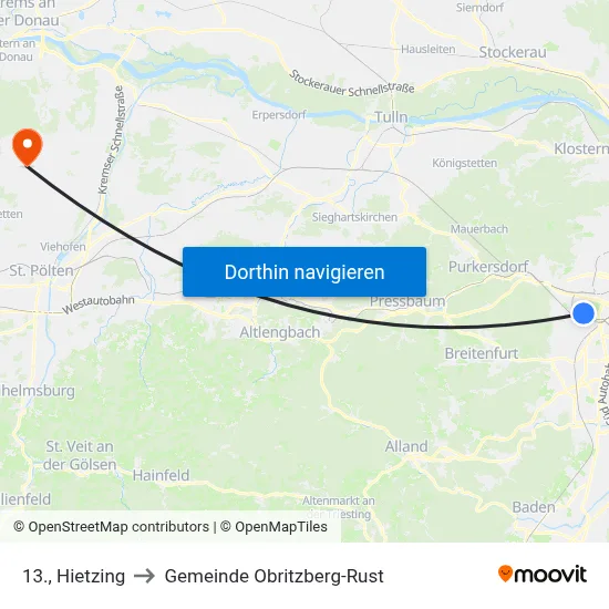 13., Hietzing to Gemeinde Obritzberg-Rust map