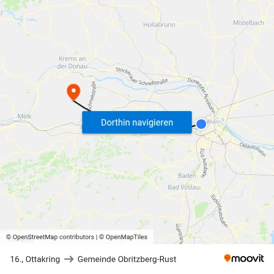 16., Ottakring to Gemeinde Obritzberg-Rust map