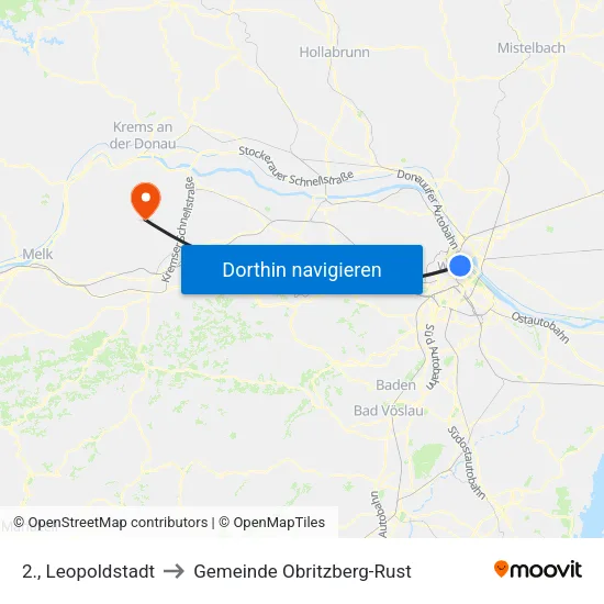 2., Leopoldstadt to Gemeinde Obritzberg-Rust map