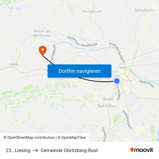 23., Liesing to Gemeinde Obritzberg-Rust map