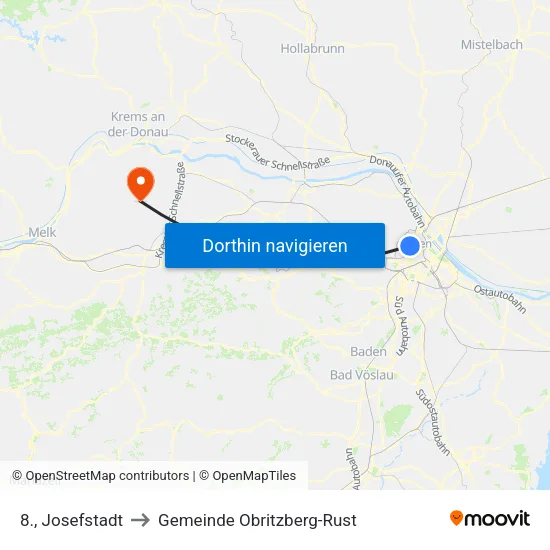 8., Josefstadt to Gemeinde Obritzberg-Rust map