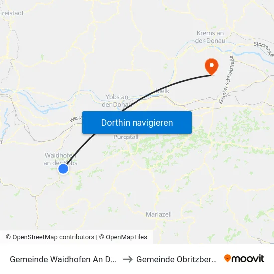 Gemeinde Waidhofen An Der Ybbs to Gemeinde Obritzberg-Rust map