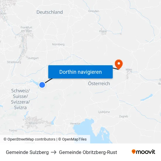 Gemeinde Sulzberg to Gemeinde Obritzberg-Rust map