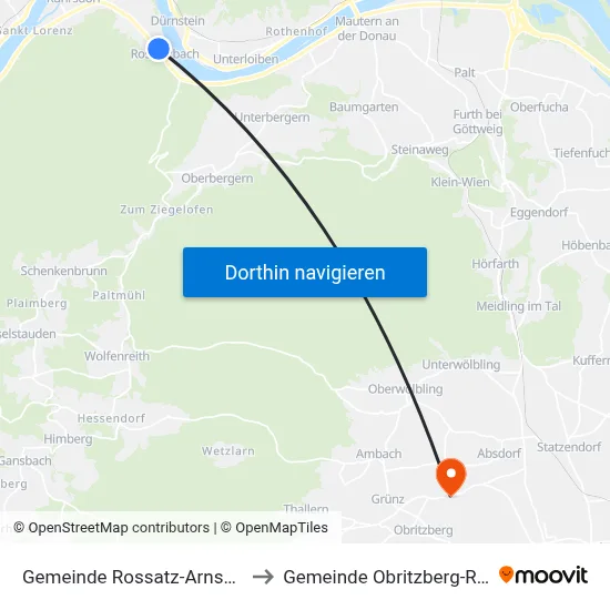 Gemeinde Rossatz-Arnsdorf to Gemeinde Obritzberg-Rust map