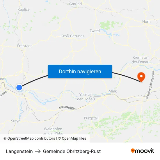 Langenstein to Gemeinde Obritzberg-Rust map