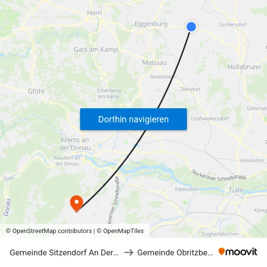 Gemeinde Sitzendorf An Der Schmida to Gemeinde Obritzberg-Rust map
