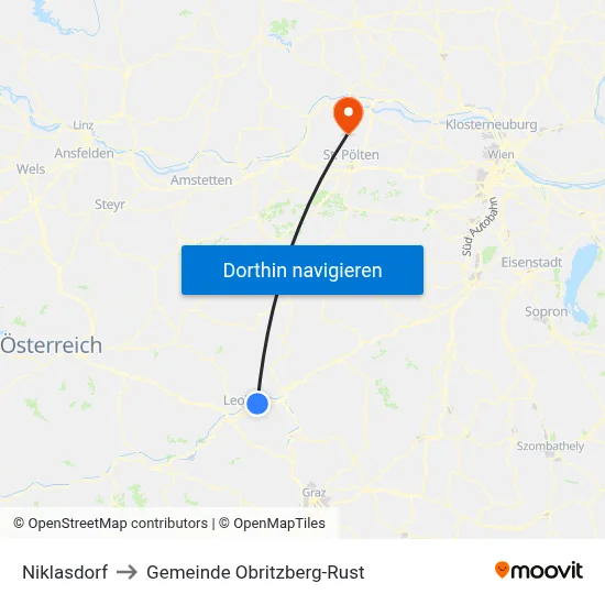 Niklasdorf to Gemeinde Obritzberg-Rust map