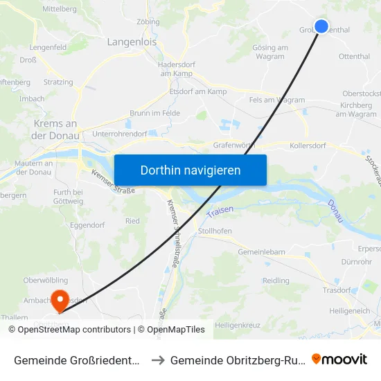 Gemeinde Großriedenthal to Gemeinde Obritzberg-Rust map