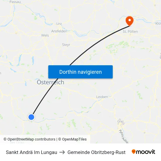 Sankt Andrä Im Lungau to Gemeinde Obritzberg-Rust map