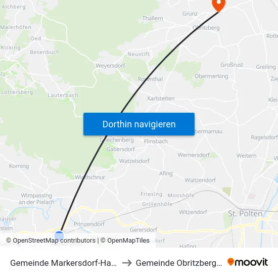 Gemeinde Markersdorf-Haindorf to Gemeinde Obritzberg-Rust map