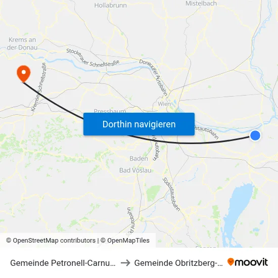 Gemeinde Petronell-Carnuntum to Gemeinde Obritzberg-Rust map
