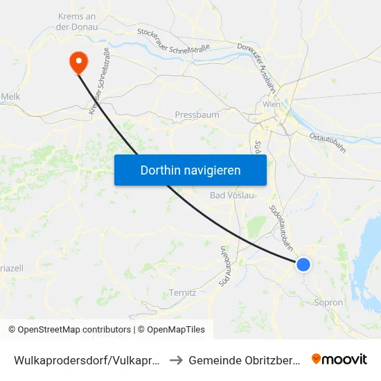 Wulkaprodersdorf/Vulkaprodrštof to Gemeinde Obritzberg-Rust map