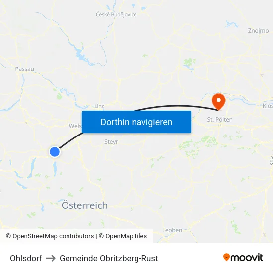 Ohlsdorf to Gemeinde Obritzberg-Rust map