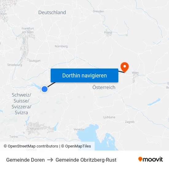 Gemeinde Doren to Gemeinde Obritzberg-Rust map