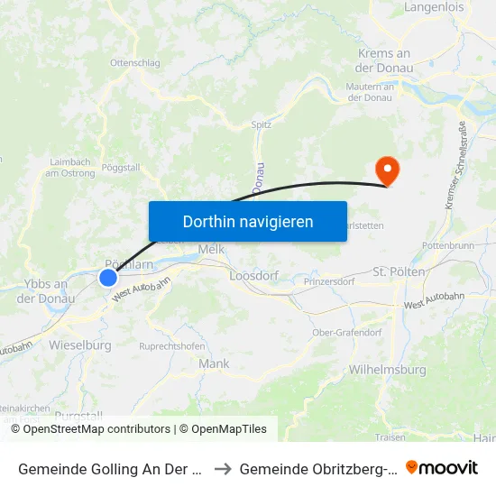 Gemeinde Golling An Der Erlauf to Gemeinde Obritzberg-Rust map