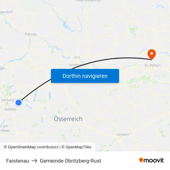 Faistenau to Gemeinde Obritzberg-Rust map
