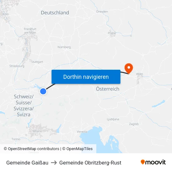 Gemeinde Gaißau to Gemeinde Obritzberg-Rust map