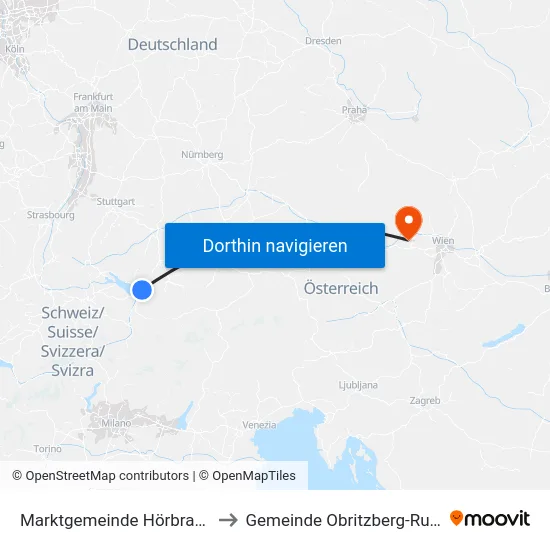 Marktgemeinde Hörbranz to Gemeinde Obritzberg-Rust map