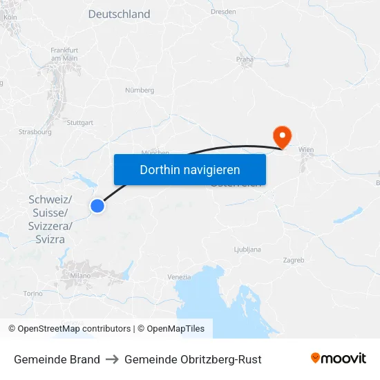 Gemeinde Brand to Gemeinde Obritzberg-Rust map