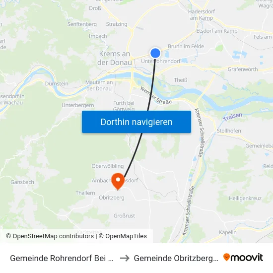 Gemeinde Rohrendorf Bei Krems to Gemeinde Obritzberg-Rust map