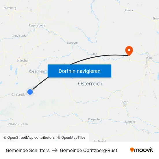 Gemeinde Schlitters to Gemeinde Obritzberg-Rust map