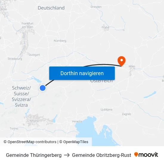 Gemeinde Thüringerberg to Gemeinde Obritzberg-Rust map